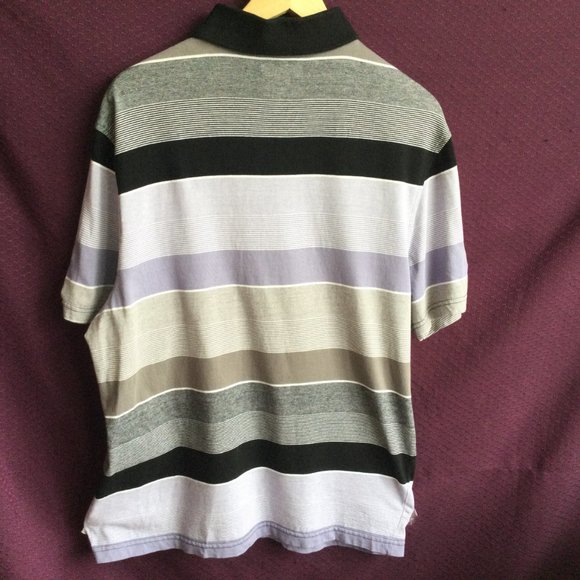 Alfani Golf Shirt Striped Large Stylish Polo 100% Cotton - Picture 4 of 7